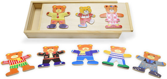 Wooden Kids Peg Puzzle Bear Family for 2+ years+ Years 10pcs Anelixi