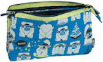 Milan Fabric Pencil Case Διαθέτει, 5 Θήκες για Αποθήκευση Απαραίτητων Αντικειμένων with 2 Compartments Blue
