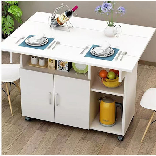 Masă Bucătărie Pliabil Lemnoasă Alb 80x70x75buc