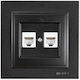 Eurolamp Complete Double Telephone Socket Black 152-10339
