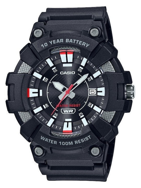 Casio Herrenuhr 49mm Batterie mit Schwarz Kautschukarmband