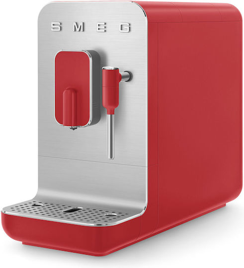 Smeg Αυτόματη Μηχανή Espresso 1350W Πίεσης 19bar με Μύλο Άλεσης Red Matt BCC02RDMEU