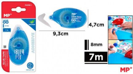 Madrid Papel Glue Roller Glue Tape Blue 8mm x 7m for Crafts