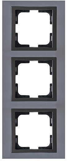 Eurolamp Switch Frame 3 Positions Vertical Installation in Gray Color 152-10812