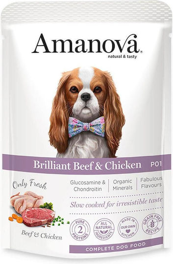 Amanova Brilliant Wet Food Dogs in Pouches with Beef and Chicken Grain-Free 100gr