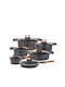 Edenberg Cookware Set of Aluminum with Non-stick Coating Grey 12pcs