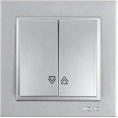 Eurolamp Μπουτόν Ρολλών με Πλαίσιο σε Ασημί Χρώμα 152-10412