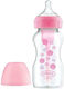 Dr. Brown's Plastic Bottle Options+ Wide Neck Anti-Colic with Silicone Nipple for 0+, 0+ m, months Pink Flowers 270ml 1pcs