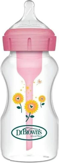 Dr. Brown's Plastic Baby Bottle Anti-Colic with Silicone Nipple for 0+, 0+ m, months Pink Pink Flowers 270ml