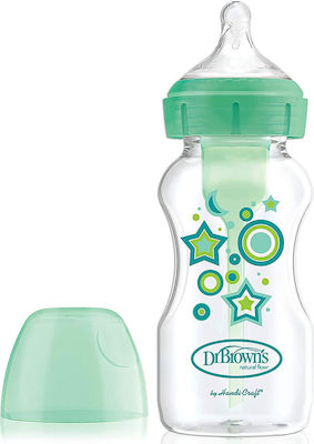 Dr. Brown's Plastic Bottle Options+ Wide Neck Anti-Colic with Silicone Nipple for 0+, 0+ m, months Trees 270ml 1pcs