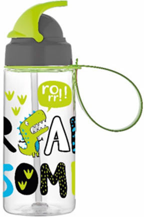 Sidirela Kids Water Bottle Plastic with Straw Green 500ml