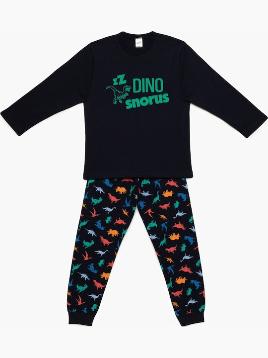 Minerva Детска пижама Зимна Тъмносин Dino Snorus