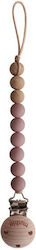 Mushie Pacifier Clip with Purple Wooden Beads