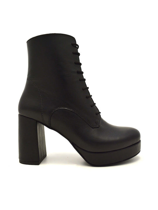 Ragazza Leather Women's Ankle Boots with High Heel Black