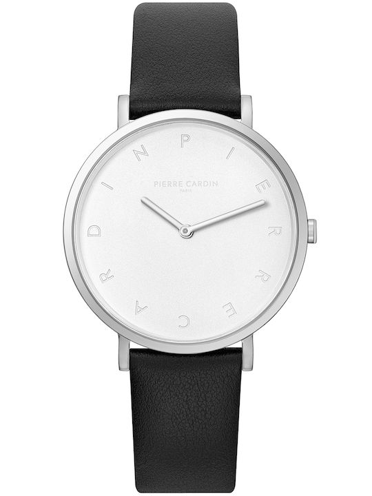 Pierre Cardin Women's Watch with Black Leather Strap