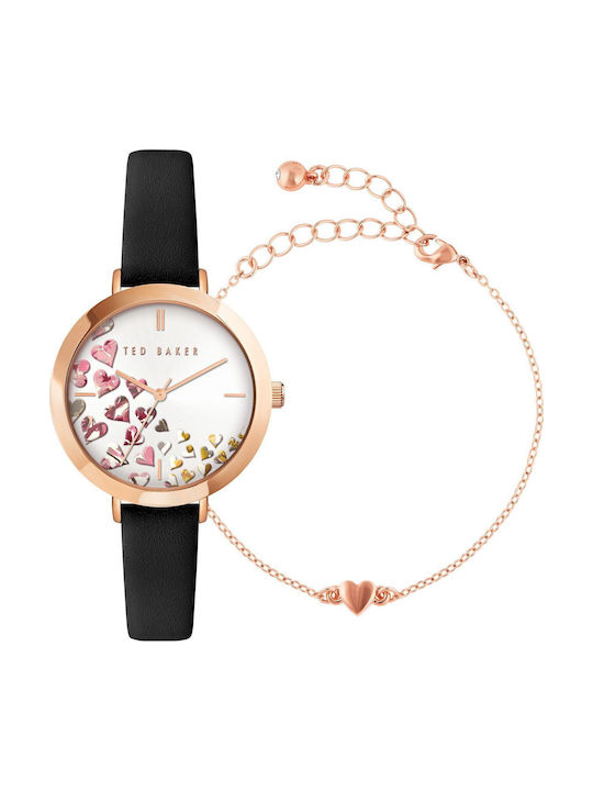 Ted Baker Ammy Hearts Women's Watch with Black Leather Strap