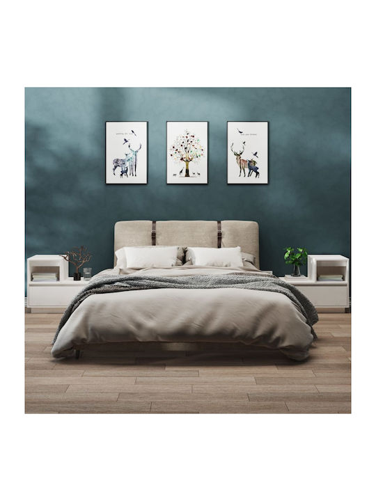 Noptiere din Lemn Masiv Albe 2buc 60x34x51cm