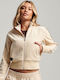 Code S Logo Long Women's Sweatshirt Jacket Velvet Beige