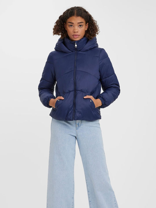 Kurz Damen Puffer Jacke für Winter Marineblau