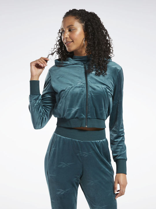 Classics Cropped Hanorac pentru femei Catifea Verde
