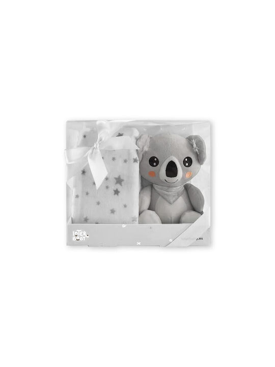 Interbaby Blanket Nursery Swaddling Blankets Koala Velvet Blue with Animal 80x110cm.