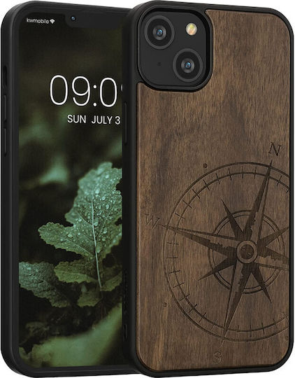 KWmobile Navigational Compass Back Cover Ξύλινο Dark Brown (iPhone 14 Plus)