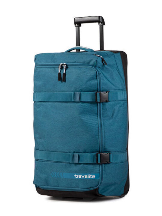 Travelite Kick Off Mittlerer Stoffkoffer Blau mit 2 Rädern Höhe 68cm