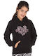 Kinder-Sweatshirt mit Kapuze und Taschen Schwarz