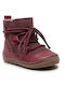 Suede Kids Boots with Laces Burgundy