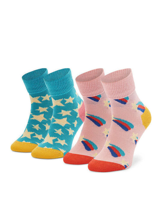 Happy Socks Παιδικές Κάλτσες Μακριές Shooting Star Πολύχρωμες 2 Ζευγάρια