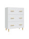 Wooden Chest of Drawers with 3 Drawers White 70x34x90cm