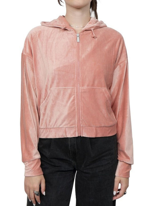 Only Women's Cropped Hooded Cardigan Pink