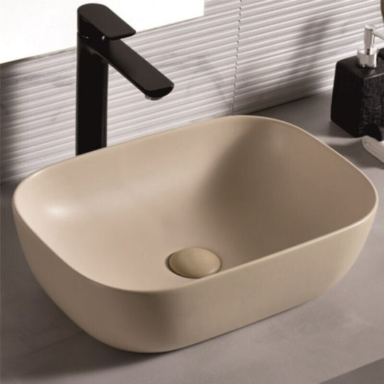 Inter Ceramic ICB 887BE Aufgesetztes Waschbecken Porzellan 45.5x32.5x13.5cm Beige