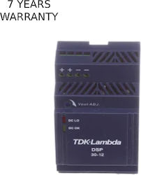 TDK-Lambda Τροφοδοτικό Ράγας με Έξοδο 12V και Ισχύ 30W