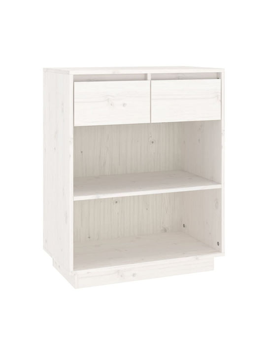 Floor Solid Wood Shelf White 60x34x75cm