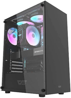 Darkflash DK100 Gaming Midi Tower Κουτί Υπολογιστή με Πλαϊνό Παράθυρο Μαύρο