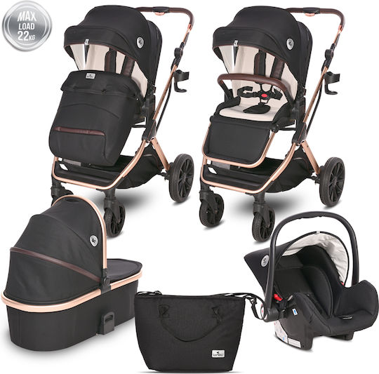 Lorelli Glory Adjustable 3 in 1 Baby Stroller Suitable for Newborn Black Diamonds 15kg