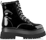 Envie Shoes Women's Patent Leather Ankle Boots Black V58-16307-34