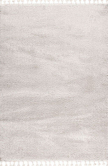 Balsan Silky Rug Rectangular Shaggy with Fringes Beige