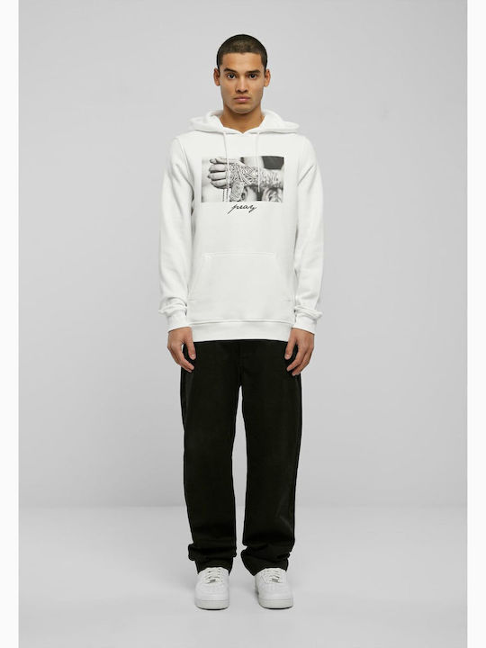 Mister Tee Pray 2.0 Sweatshirt mit Kapuze Weiß