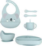 Baby Cloud Feeding Set Κοάλα made of Silicone with Non-Slip Base Light Blue 6pcs