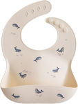 Mushie Whales Waterproof Bib Silicone with Button & Pocket Beige