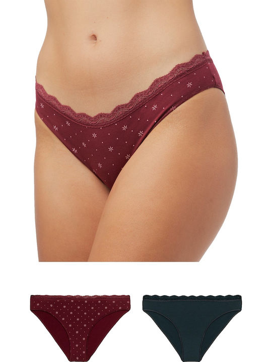 Minerva Fimelle Femei Slip 2Pack Petrol/Bordeaux