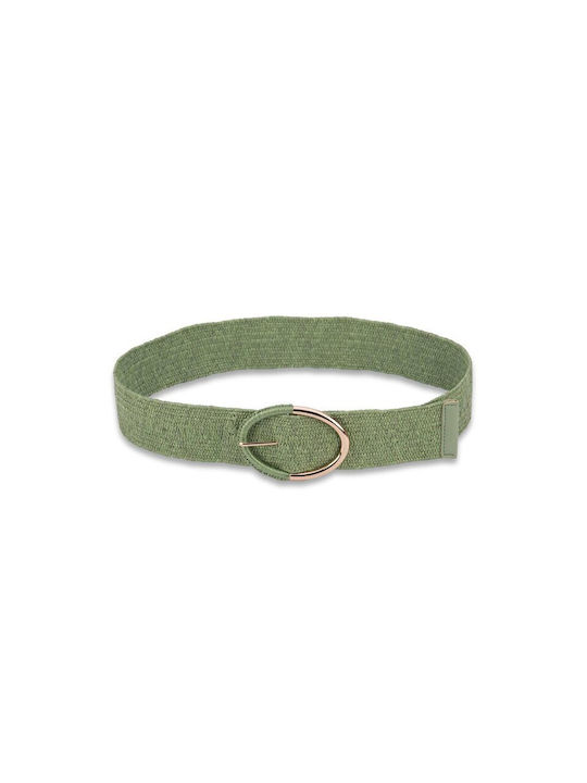 Belt with gold round buckle GREEN