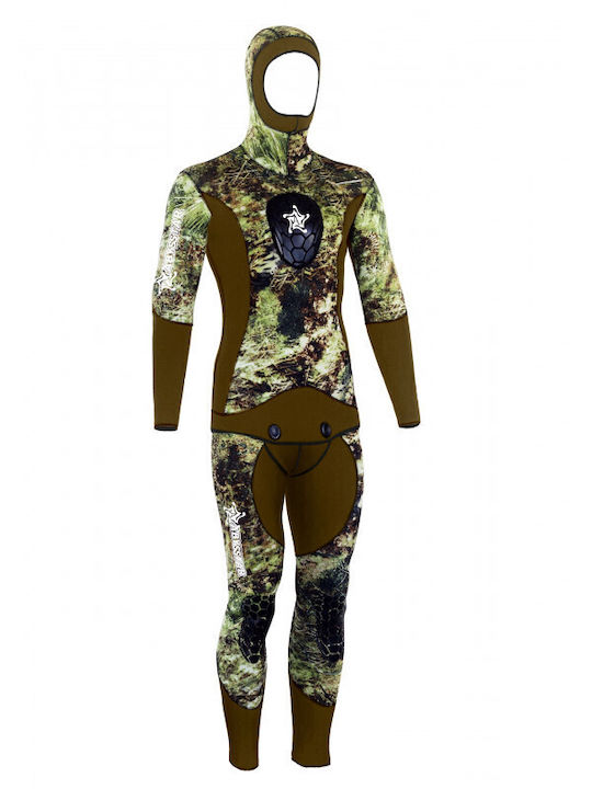 Abysstar Grouper Evo Divisible Wetsuit Shaved with Chest Pad for Speargun Green Camouflage 3mm Abysstar Grouper Evo Divisible Wetsuit Shaved with Chest Pad for Speargun Green Camouflage 3mm