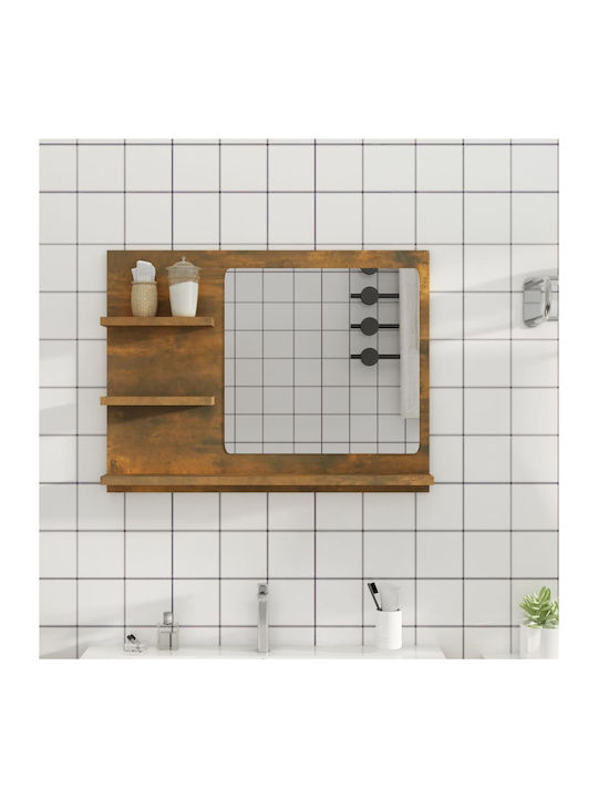 vidaXL Rectangular Bathroom Mirror made of Solid Wood with Shelf 60x45cm Brown
