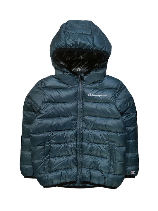 Kinder Steppjacke Kurz mit Kapuze Blau