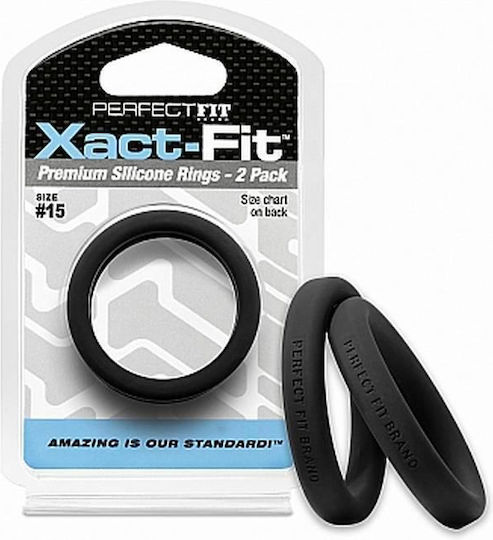 Perfect Fit Brand Xact-Fit Cock Ring Schwanz Silikon Schwarz 2Stück