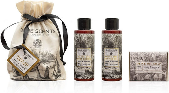 Blue Scents Olive Oil Blue Scents Σετ Περιποίησης για Καθαρισμό Σώματος 3τμχ