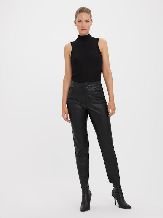 Vero Moda Women's Cotton Trousers in Regular Fit Dark Brown
